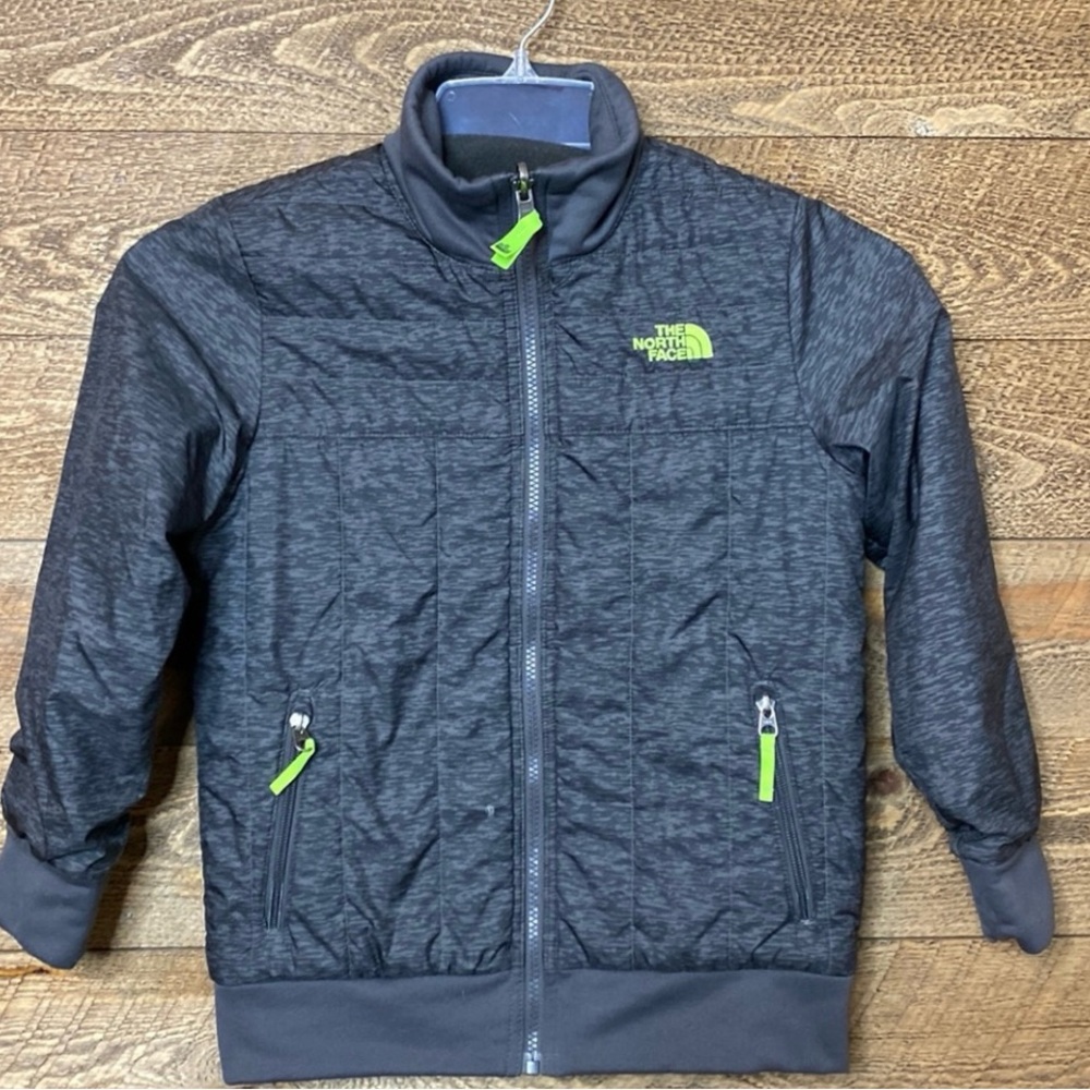 The North Face Reversible Jacket Gray Mock Neck Long Sleeve Size Small 7-8